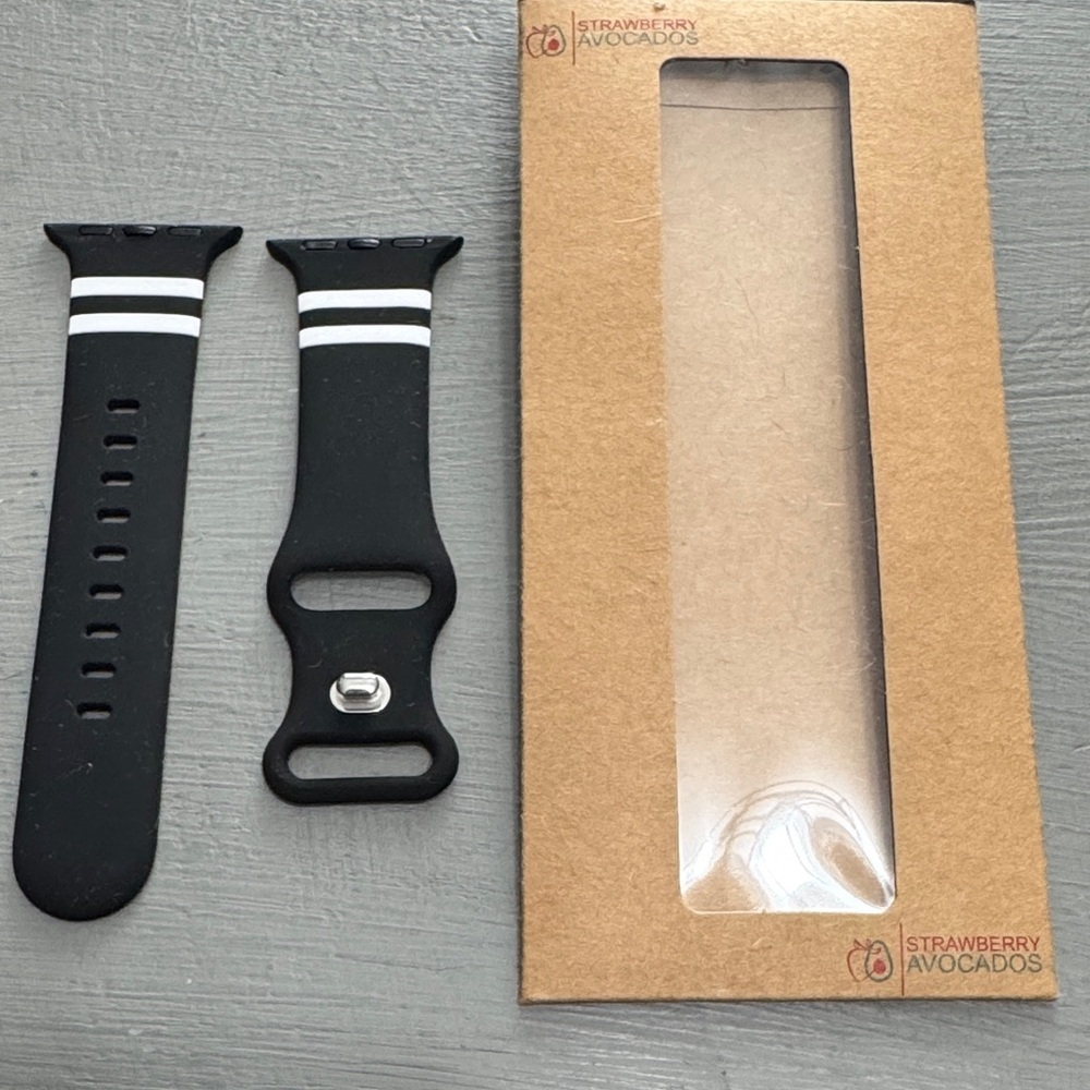 Strawberry Avocado Skylar Black and White Apple Watch Band NWT